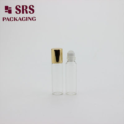 購入 SRS 5ml クリアカラーガラスローラーボールボトル、ゴールドアルミニウムキャップ付き オンライン製造