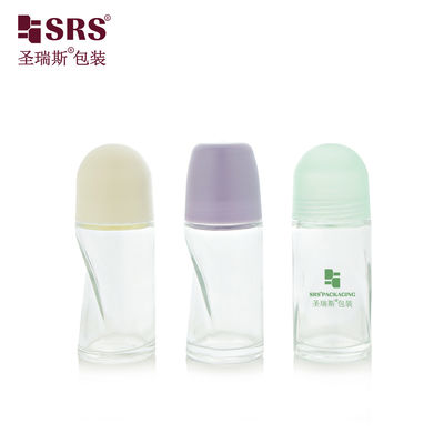 購入 BLPG-B-50ml Empty round Clear glass personal care roll bottle vial container with pP massage ball オンライン製造