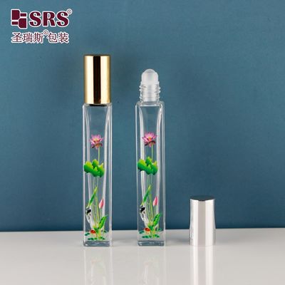 購入 10ml 正方形 厚肉ガラス ロールオンボトル 香水とエッセンシャルオイル用ローラーボールアプリケーター付き オンライン製造