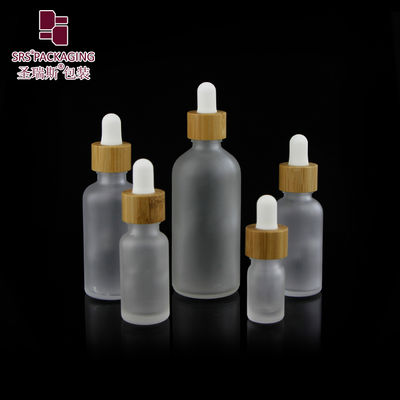 購入 Custom Frosted Essential Oil Empty Packaging 15ml 30ml 50ml 100ml Bamboo Dropper Bottle オンライン製造