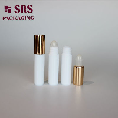 購入 SRS 空の化粧品 5 ml 白いプラスチック ローラー ボトル、ゴールド アルミニウム キャップ付き オンライン製造