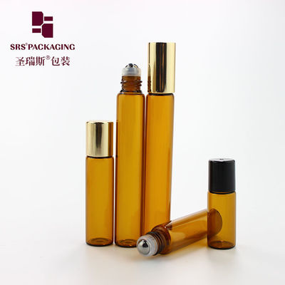 購入 空のアンバー香水ガラスロールオンボトル 3ml 5ml 10ml メタルローラーボール付き オンライン製造