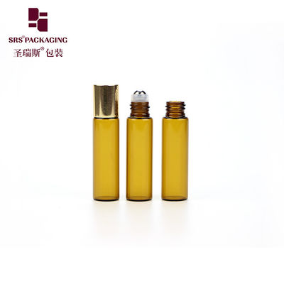 購入 空の化粧品琥珀色のミニ 5 ml ガラス ロールオン ボトル、アルミ キャップ付き オンライン製造
