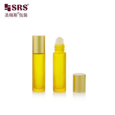 BLPM-10ml ステンレススチールローラーボール 厚肉ロールオンガラスボトル スキンケアエッセンス用 マットゴールドキャップ付き 香水用