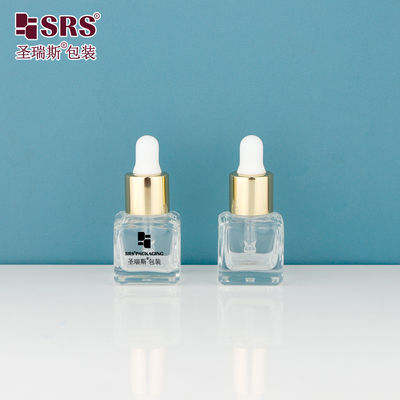 D392-8ml 実験室方形 透明 空のガラスドロッパーボトル 黒のシルクスクリーン印刷 ロゴのカスタマイズ